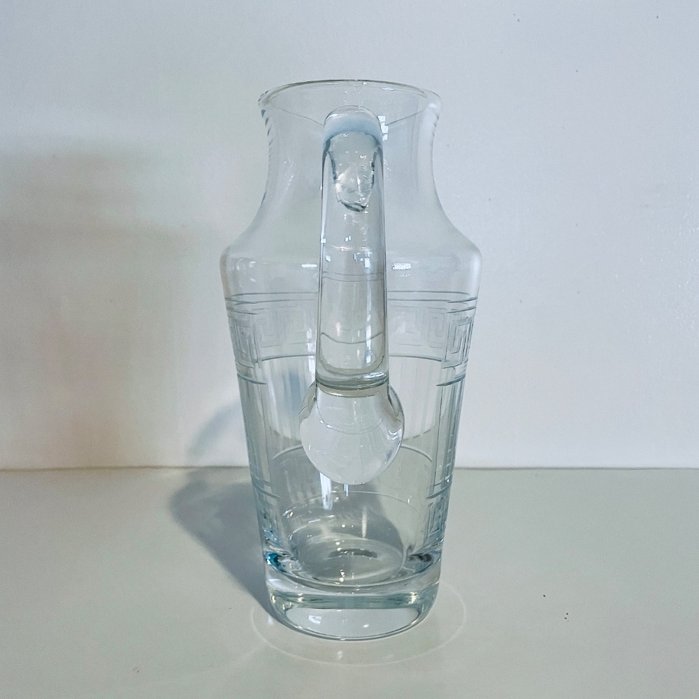 Versace x Rosenthal Meandre Greek Key Clear Glass Crystal Pitcher Vintage - Picture 5 of 14